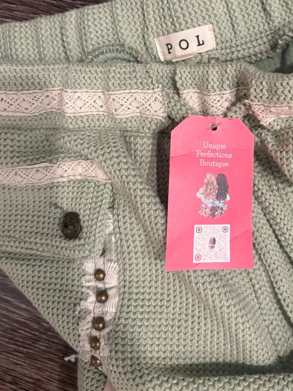 POL NWT Green patchwork pants with flowers size Large - Picture 3 of 6